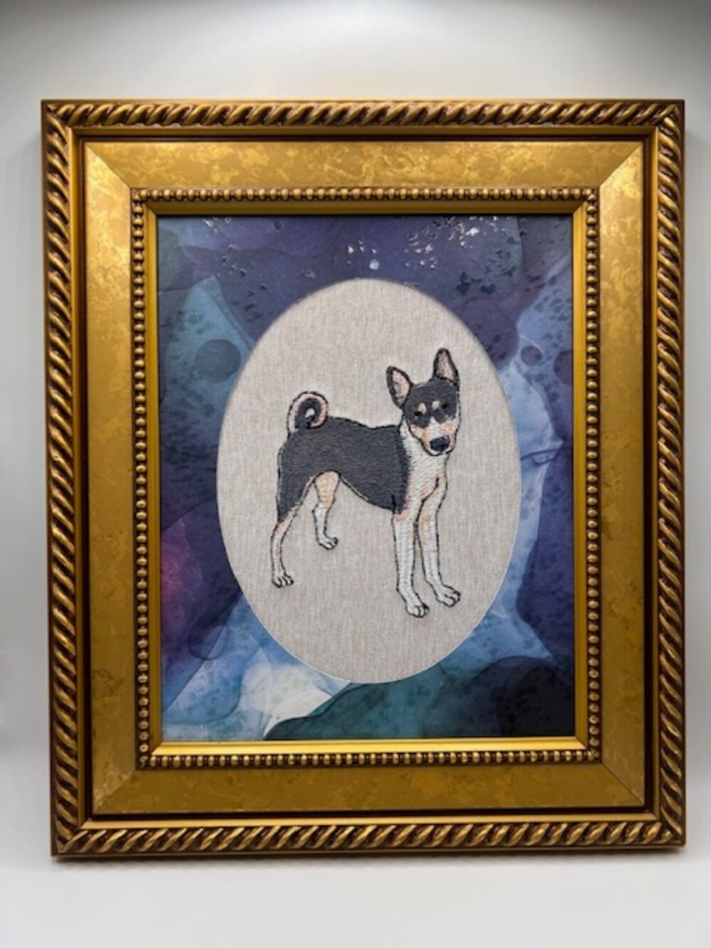 Homemade Dog Embroidered Framed Art 8X10